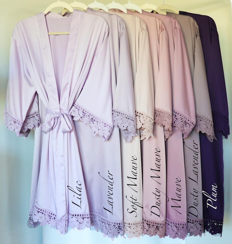 Wine, Cabernet Bridesmaid Robes - Dusty Rose Getting Ready Robes For Bridesmaids afbeelding 5