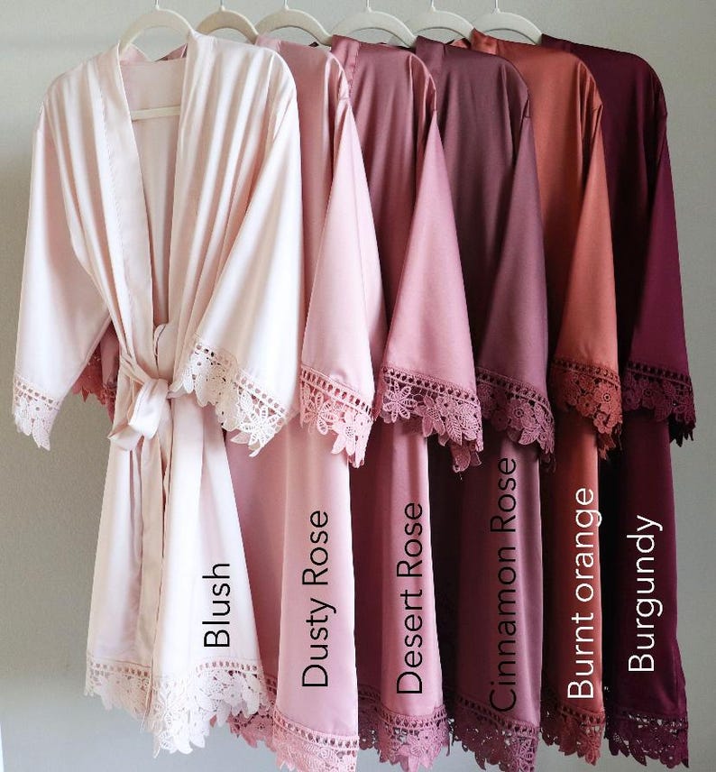 Various Event Robe Satin Bridesmaid Robes With Lace, Wedding Bridal Party Getting Ready ...