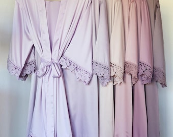 Lilac, Mauve, Lavender, Eggplant, Purple Bridesmaid Robes, Spring Wedding Robes For Bridesmaids