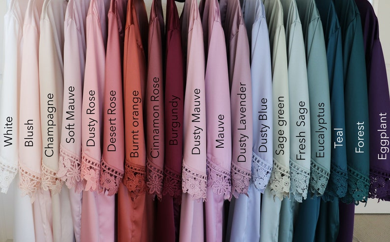 Blush bridesmaid robes, Dusty rose getting ready robes, Rust wedding robes, Cabernet bridal party robes, Pink robes for bridesmaids