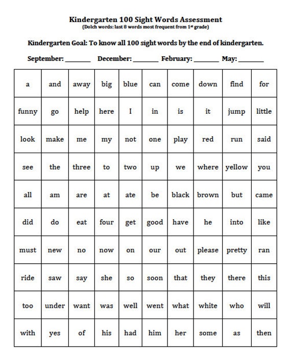kindergarten sight word list pdf kindergarten sight word list pdf