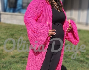 Crochet Romantic Large Bell Sleeve Cardigan Sweater Duster Pattern