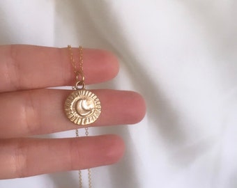 Moon Necklace, Celestial Jewelry, Crescent Moon Necklace, Gold Jewelry