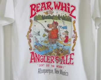 80's Vintage Bear Whiz Beer Fishing Tshirt Angler's Ale 