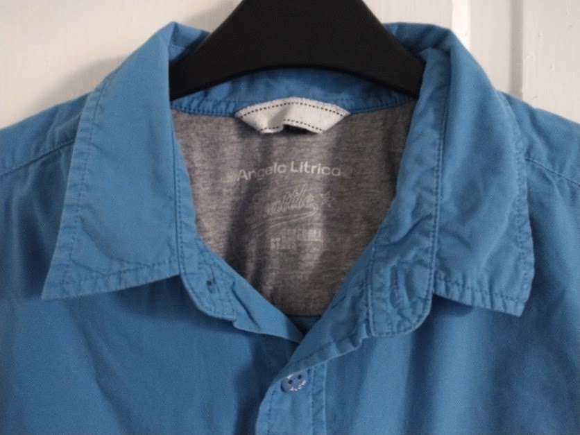 Chemise Homme Angelo Litrico - 100% Coton - Taille L - Motif Carreaux Gris - Occasion Très Bon État