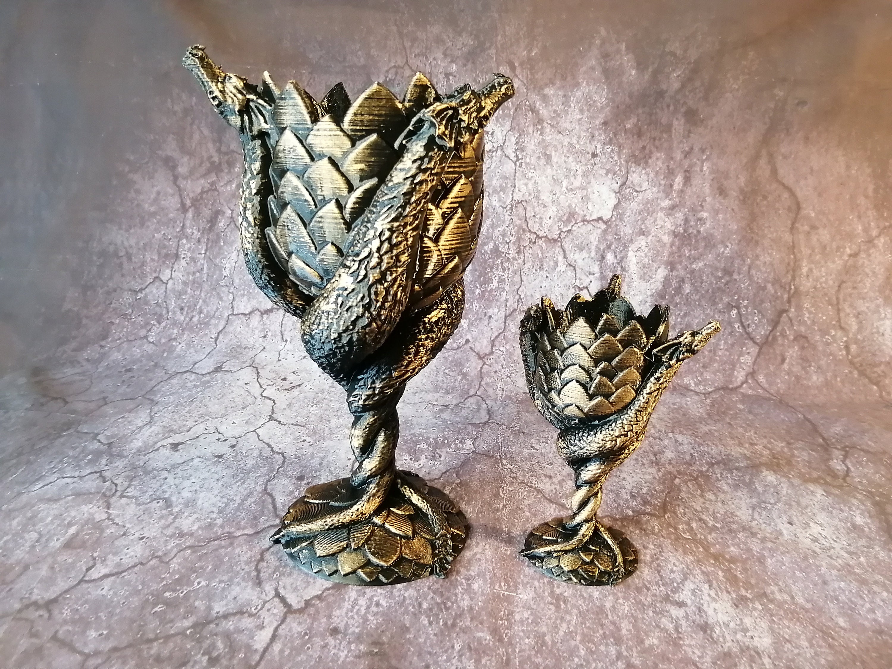 3D Printed Dragon Cup Vintage Goblet Bronze Chalice Dice Etsy