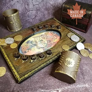 Witcher Dice Poker Board - Witcher Board Game - Witcher 2 Dice Poker - Dwarven Dice Board - Witcher 2 Dwarven Dice