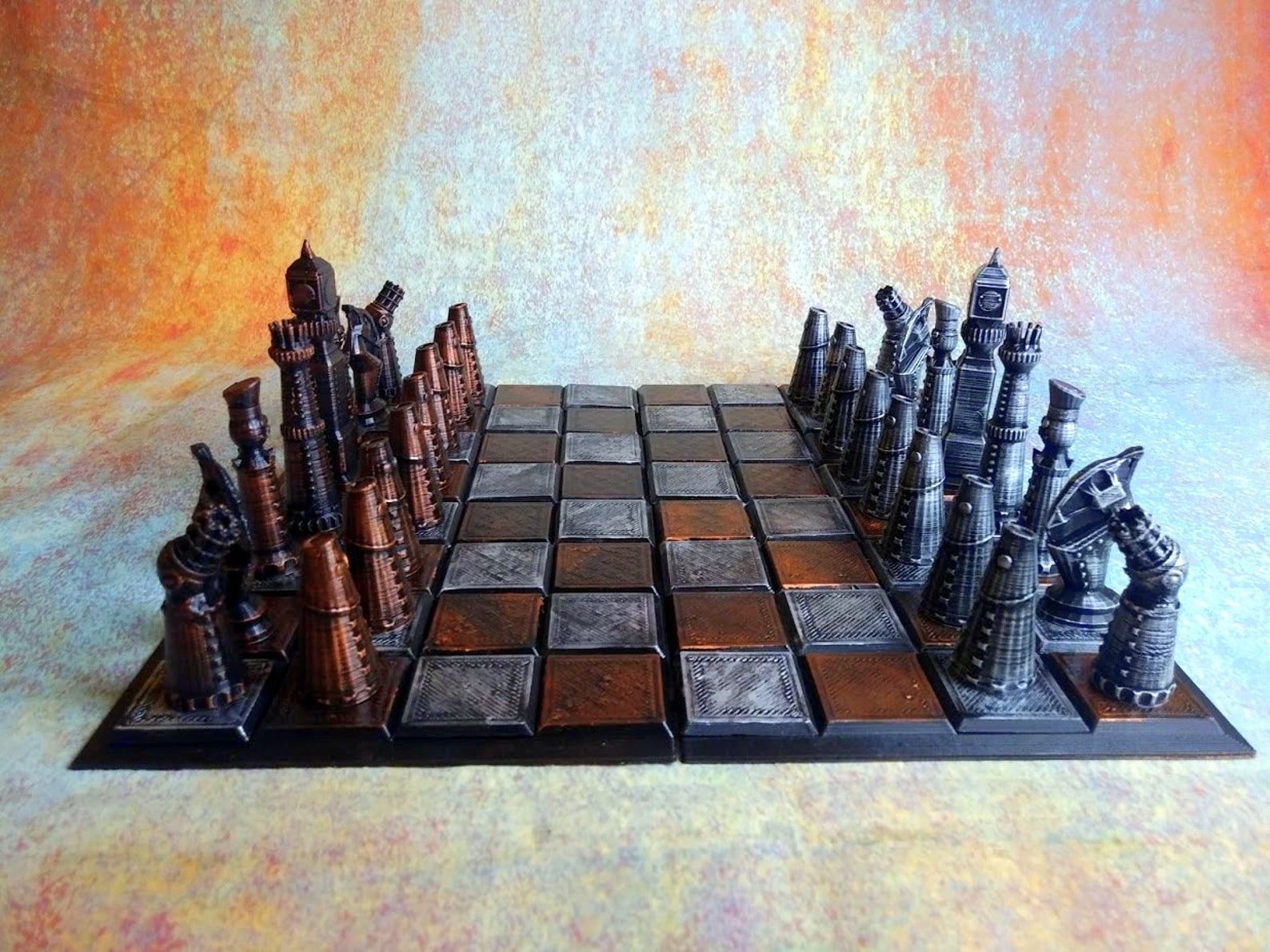 Steampunk Chess Set Hand Painted Board Game Fantasy Chess | Etsy