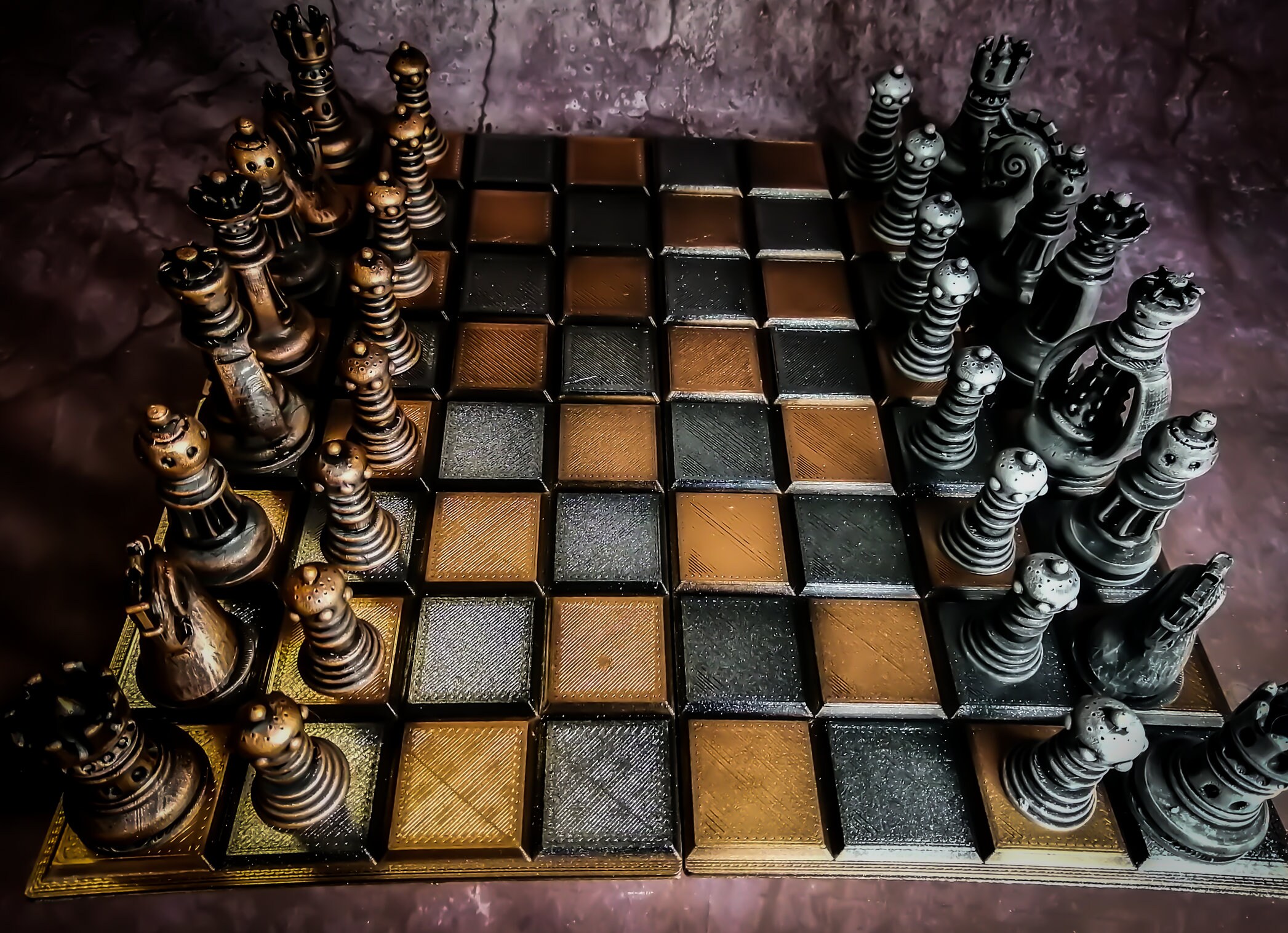 Steampunk Fantasy Chess Set Hand Painted Board Game 