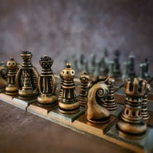 Steampunk Fantasy Chess Set - Hand Painted Board Game