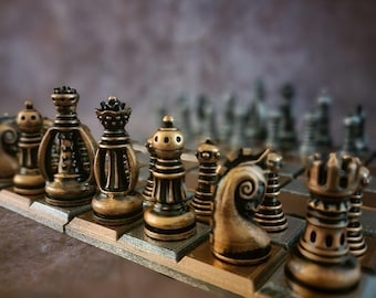 Steampunk Fantasy Chess Set - Hand Painted Board Game