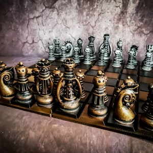 Steampunk Fantasy Chess Set - Hand Painted Board Game