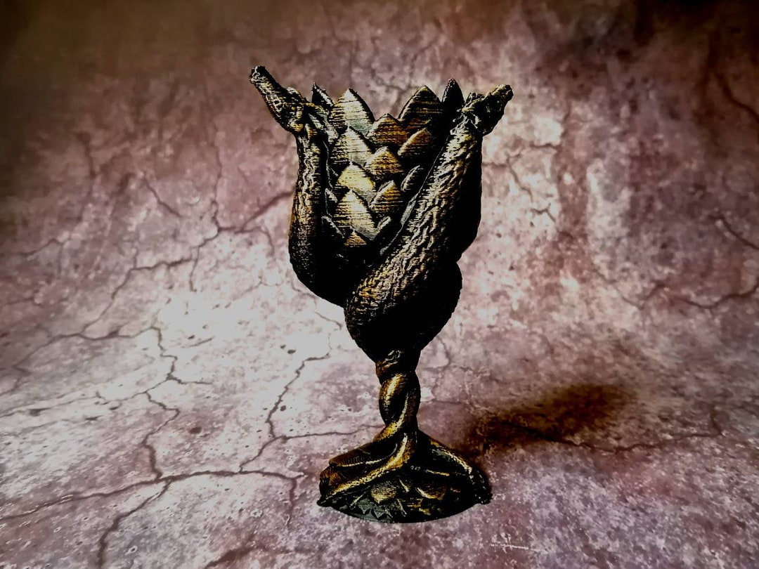 3D Printed Dragon Cup Vintage Goblet Bronze Chalice Dice Cup DND Cup