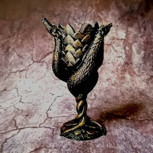 3D Printed Dragon Cup | Vintage Goblet | Bronze Chalice | Dice Cup | DND Cup | Dragon Ornament | Dark Magic