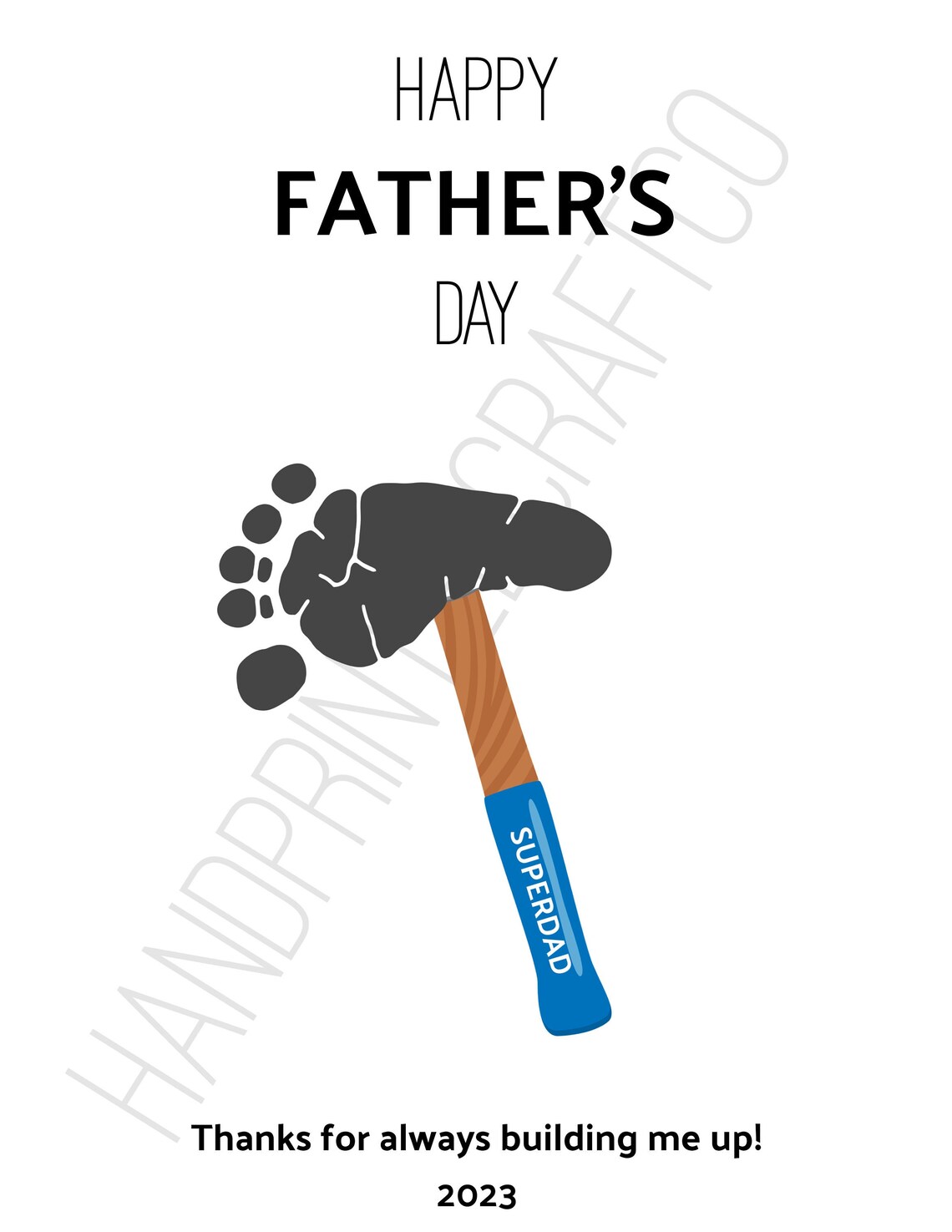 Superdad Hammer Footprint Kid Craft Etsy