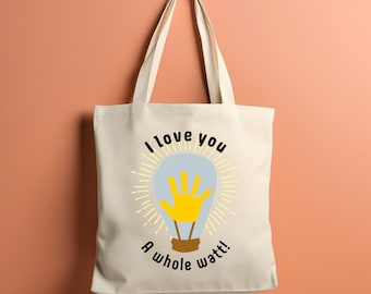 Bolsa de lona de la biblioteca / Bolsa de lona premium / Bolsa 100% algodón / Bolsa de la biblioteca / Bolsa de comestibles / Bolsa de regalo / Bolsa de libros / Te amo Un vatio entero