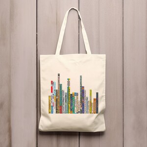 Children&#39;s Mosaic Bookshelf Library Canvas Tote Bag | Premium Canvas bag | 100% Cotton bag | Library Day | Gift Bag | Book Bag |