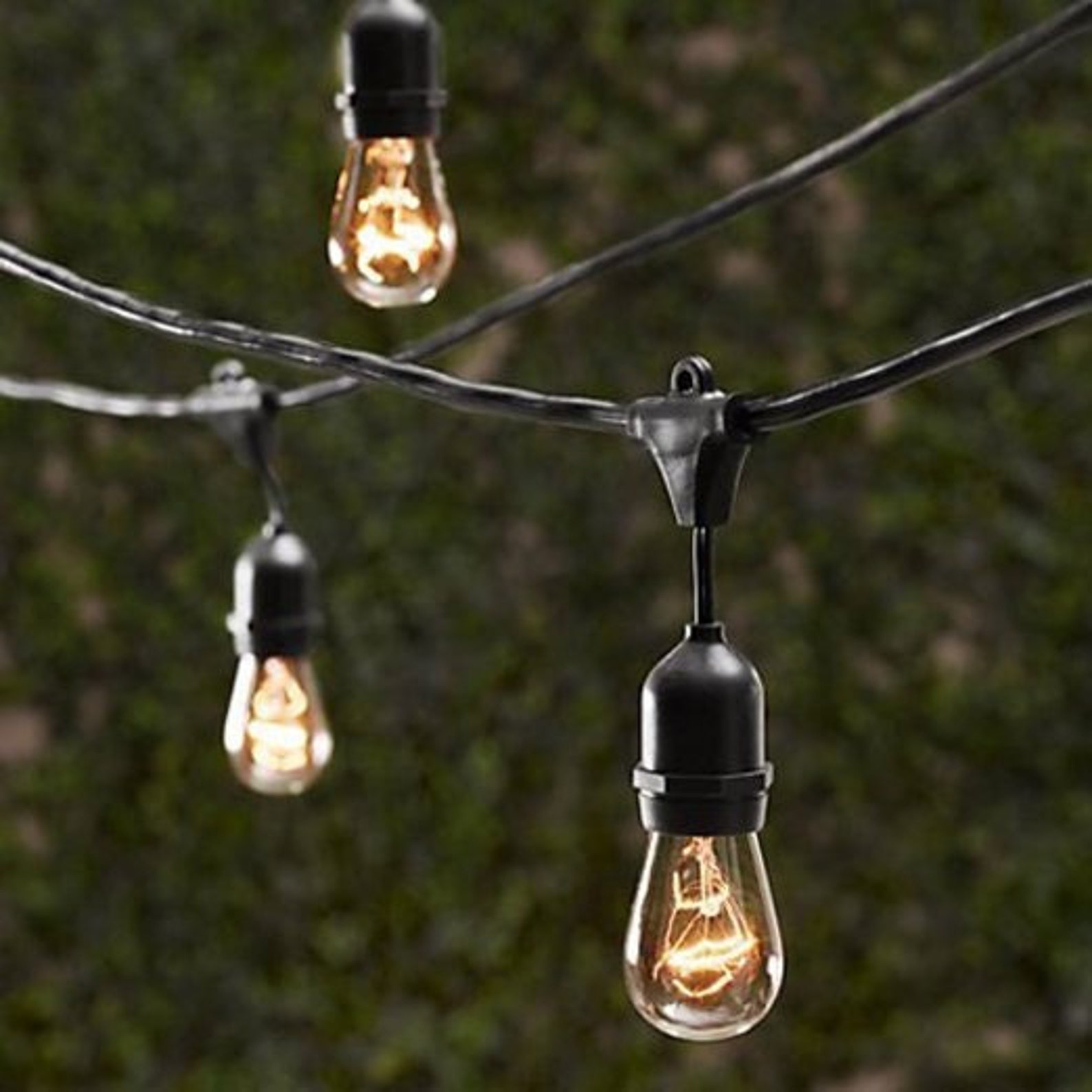 48 ft Black Outdoor 14 Gauge Edison Metro String Lights 15 Sockets  Includes 18 Light Bulbs