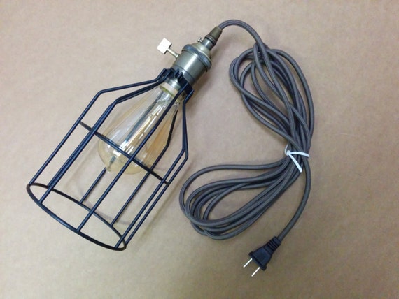 Vintage Brass Lampholder Socket Brown Twisted Cord w/Plug Edison Light Bulb Cage 