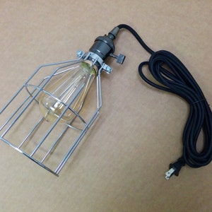 Vintage Style Brass Pendant Lampholder Socket w/12 ft Black 2-Wire Round Cord & Plug, Edison Light Bulb, Silver Metal Cage, FREE US SHIPPING