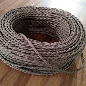 6 feet Simple Vintage Lighting BROWN 2-Wire Twisted Cloth Covered Wire, Antique Style for Pendant Lamp/Fan Cord, FREE US Shipping!