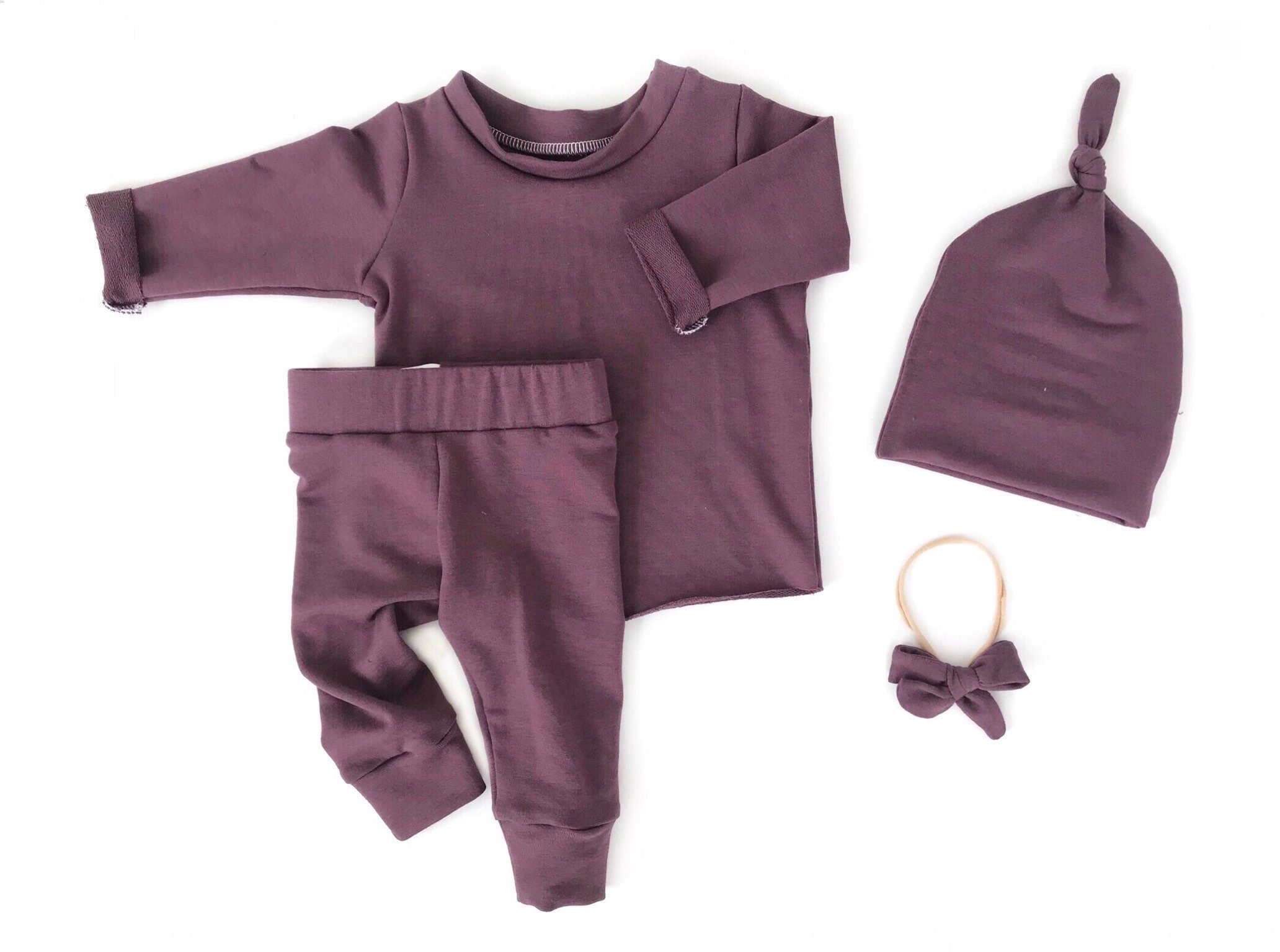 purple newborn take home outfit