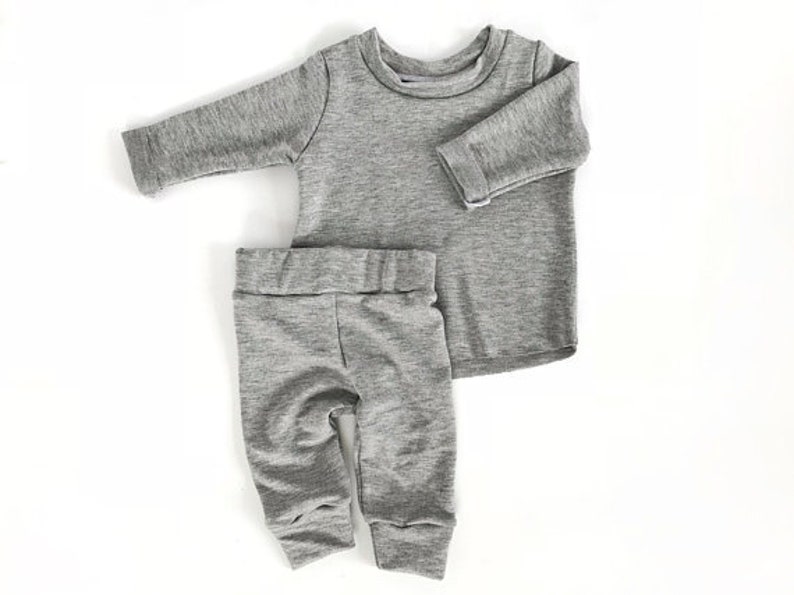 Grey Bamboo Knit Baby Joggers Gender Neutral Newborn Pants Gray Toddler Pants Baby Girl Leggings Baby Boy Leggings Modern Toddler Clothes