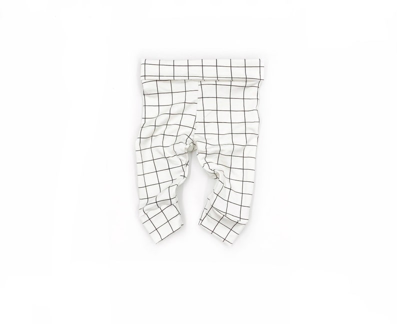 black and white grid baby sizes NB baby pants 2T toddler leggings