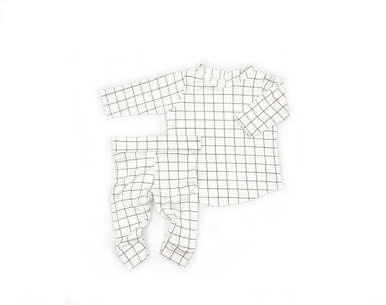 black and white grid baby sizes NB baby pants 2T toddler leggings