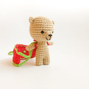 Skydiving bear, amigurumi pattern for crocheting, downloadable PDF for making a toy