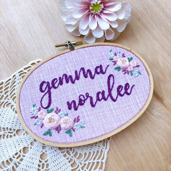 Personalized embroidery hoopcustom initial nursery decorembroidery hoop monogramcross stitch baby namebaby birth announcement