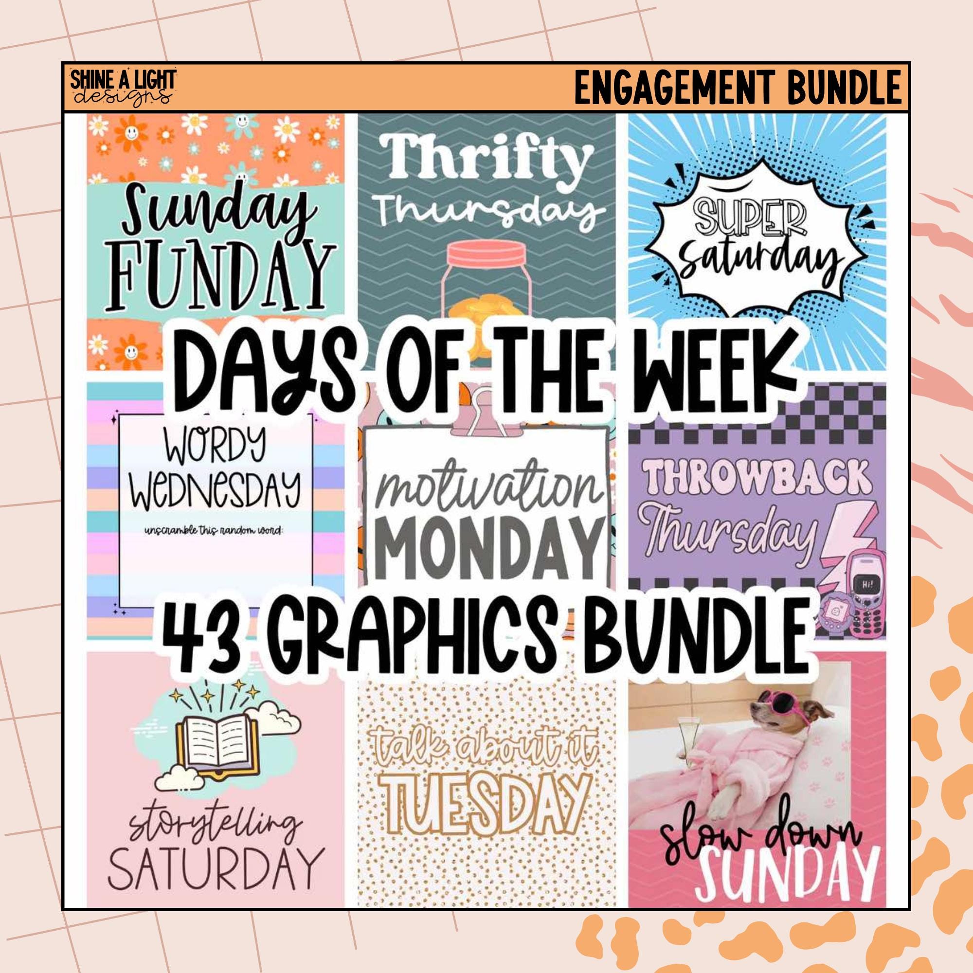 Weekend Interactive Posts Days of the Week Graphic Bundle | Social Media Content | Interactive ...
