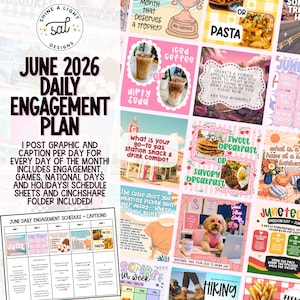 Plan för engagemang i sociala medier juni 2026 | Grafik + textning | Inlägg i sociala medier | Innehållsplan
