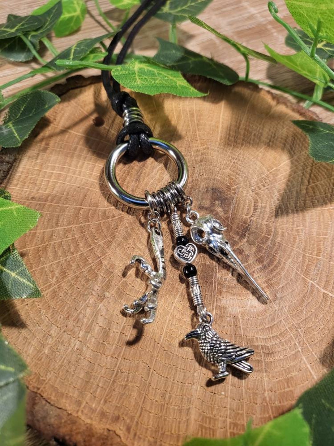 The Morrigan Charm Necklace, Long Pendant, Amulet/talisman/prayer Charm, Crow/raven/pagan/druid/witch - Etsy UK