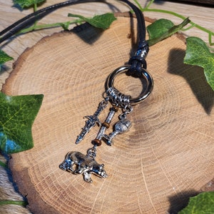 King Arthur Charm Necklace, long pendant, Amulet/Talisman/Prayer Charm, Pagan/Druid, Celtic Mythology
