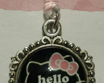 Hello Kitty Cell Phone Dust Plug Tibetan Silver Charm All Phones
