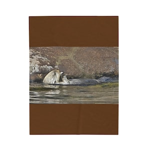 Plush Blanket, Sea Otter Floating on His Back, Oregon Aquarium, Newport Design, Cozy Throw, Bedding, Home Decor, Gift for Animal Lovers