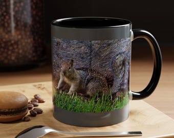 Coffee Mug, Ground Squirrel Nature Lover Oregon Colorful Cup, Wildlife Animal Lover Gift, Unique Ceramic Tea Cup, Forest Wildlife Decor,