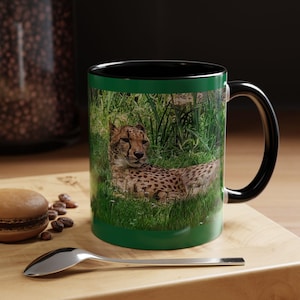 Coffee Mug, Cheetah Wildlife Safari Mug, Animal Lover Gift, Jungle Theme Tea Cup, 11oz, 15oz, Oregon Photography