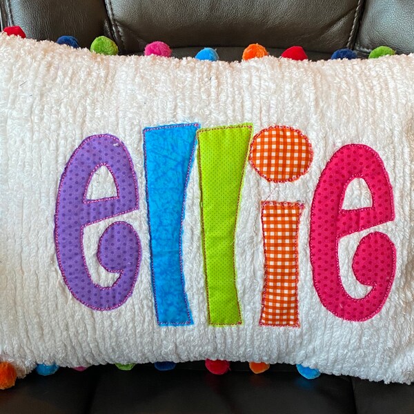 Personalized Name Pillow, Girls personalized Pillow, Baby Name Pillow, Monogrammed little girl gift pillow, nursery decor, Birthday girl pom