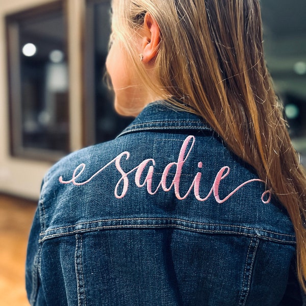 Girls personalized Denim jacket, monogrammed jean jacket, girls embroidered jacket, toddler monogrammed jean jacket