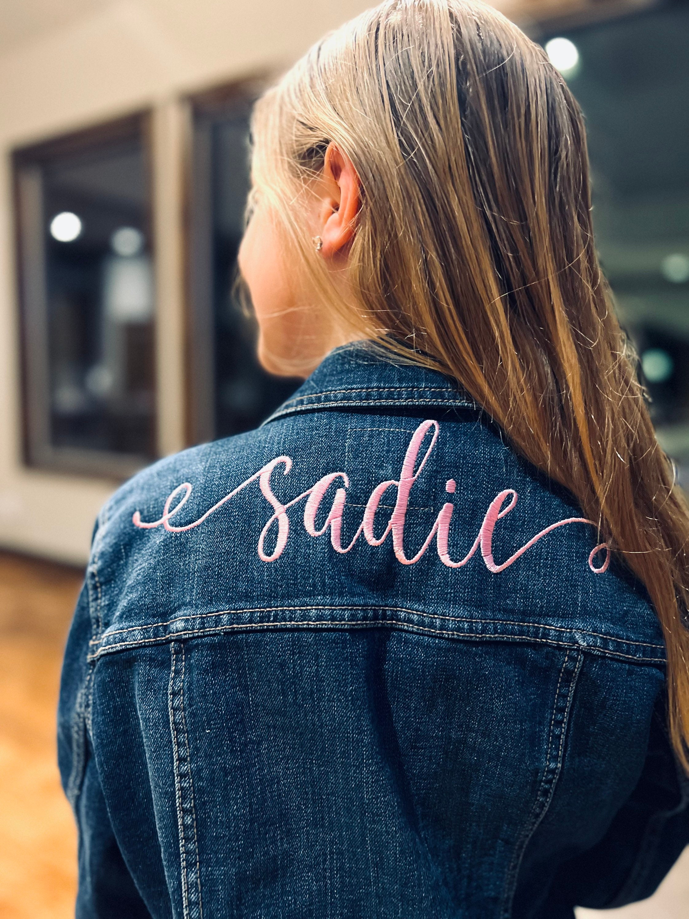 Girls Personalized Denim Jacket Monogram Jean Jacket Girls Embroidered Jacket Toddler Monogrammed Jean Jacket Etsy