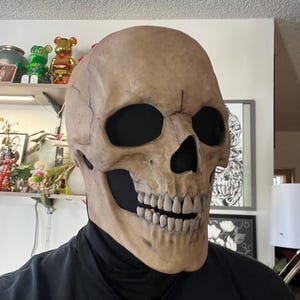 Realistisch volledig menselijk schedelmasker beweegbare kaak 3D-geprint Cosplay Halloween