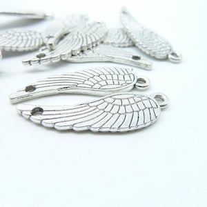 30pcs Wing connector, Antique Silver  Angel Wings Wing Connector Charm Pendants 10x30mm C7043