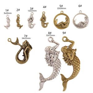 Mermaid pendant beads Antique Bronze 13X24mm CM1527B up to 16 pcs Mermaid Charms