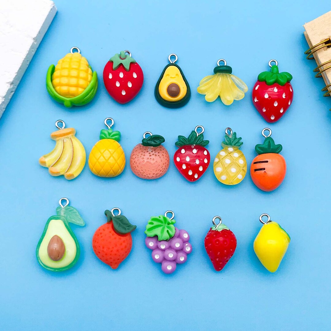 10/16pcs Colorful Fruit Series Charms Resin Pendants for DIY Bracelet ...
