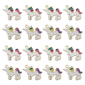 5/10/15pcs Enamel unicorn Charm，delicate cute Pegasus Gold plated metal pendants， for Jewelry Making earring necklace charms