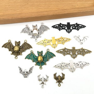10/20/30pcs Bat Connector Charms Halloween Charm For DIY necklace Jewelry Making Ornament Accessories