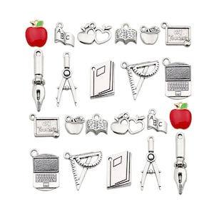 20/22 stks Legering Metalen Boek Pen Liniaal Ontwerp Charms Teacher&#39;s Day Hangers voor DIY Sieraden Maken Accessoires: