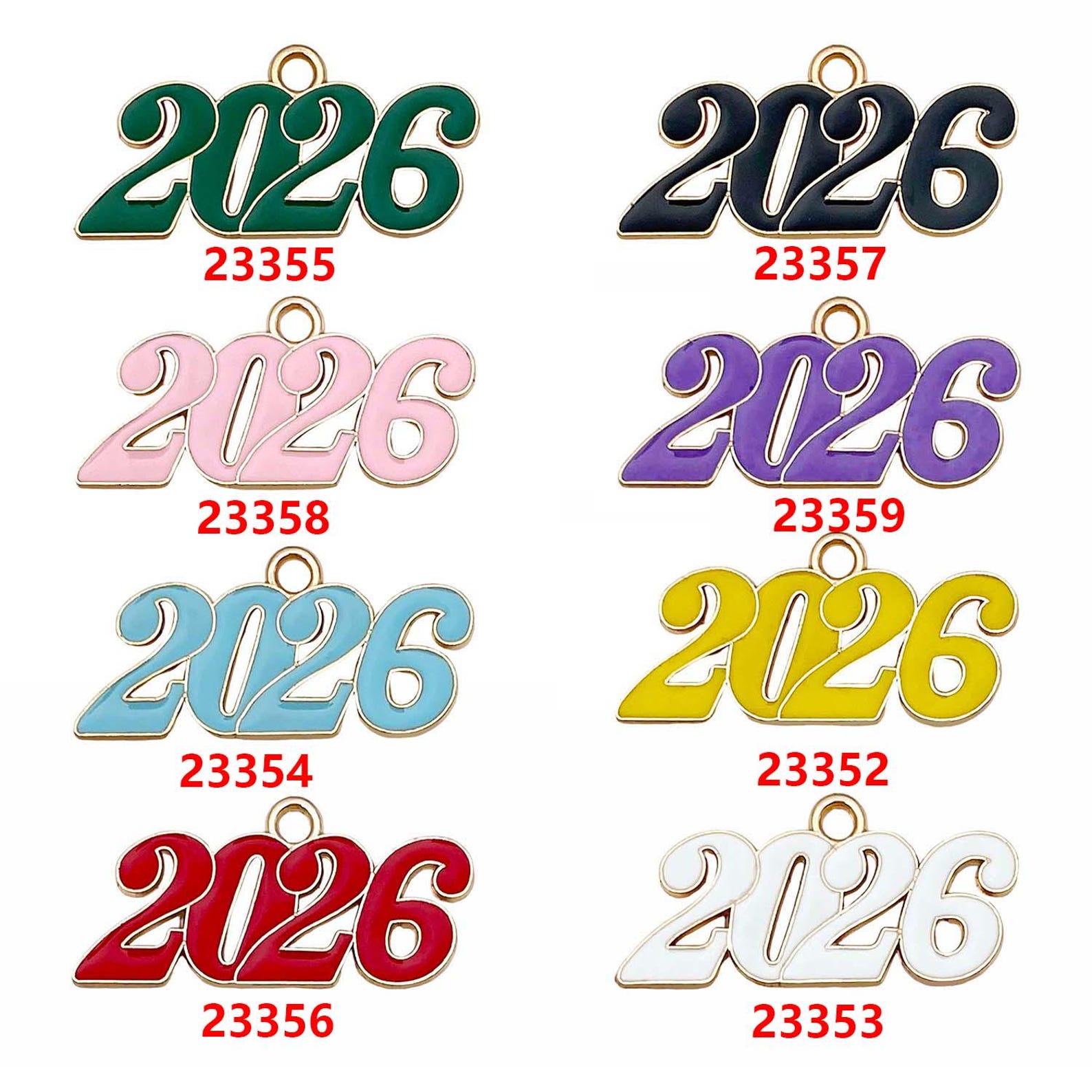 10pcs 18*37mm Enamel 2026 Charms Alloy Number Pendants for DIY ...